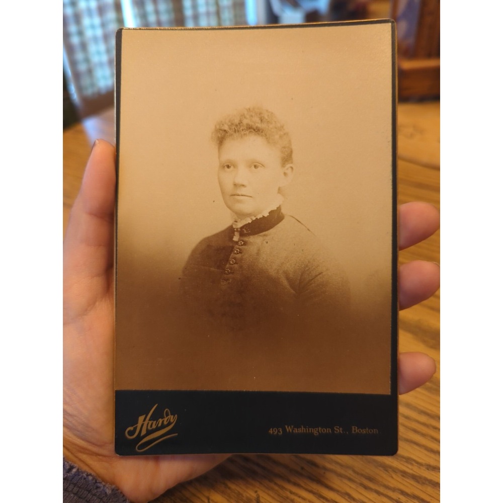 Antique Cabinet Card Photo Victorian Portrait Lady Hardy Boston Massachusetts